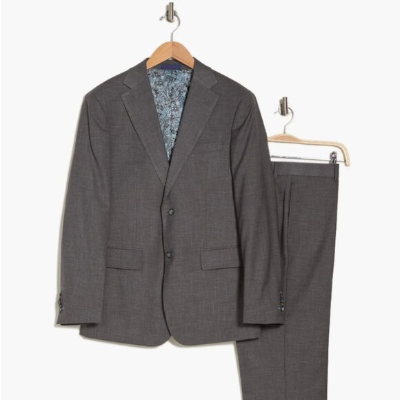 English Laundry Trim Fit Gray Solid Two Button Notch Lapel Suit (NWT) - Picture 1 of 9